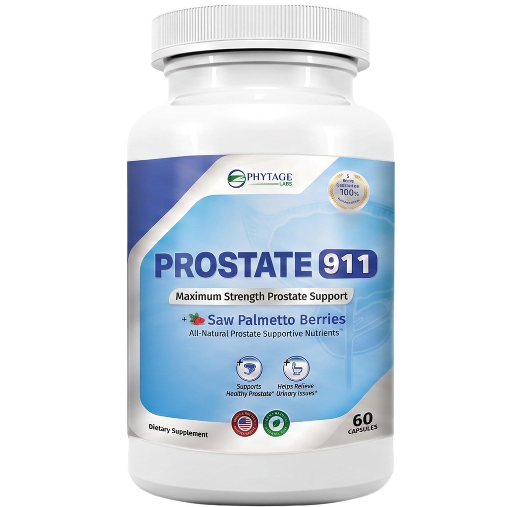 Prostata 911 Mäns hälsa tillägg - Saw Palmetto stöd prostata funktion (60 kapslar)