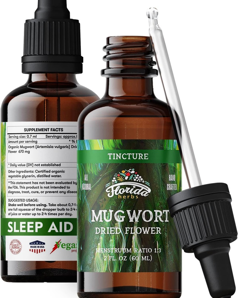 Mugwort Extract Liquid Drops - Organic Relaxation, Sleep Support Drops - Natural Mugwort Tincture - Tillverkad i USA - 2 Fl Oz