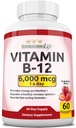 NaturalisimoLife Vitamin B12 6 000 mcg - Snabbupplös jordgubbssmak Nuggets - 60 Nuggets, icke-GMO, Vegan, Gluten Free