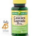 Cascara Sagrada 450mg. Spring Valley Cascara Sagrada 450mg 100 greve, hel ört Cascara Sagrada Digestive Health Dietary Supplement Capsules Bundle med Lualls 45 Diabetes Avkodade