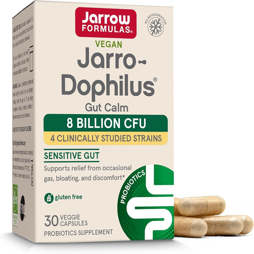 Jarrow Formulas® Jarro-Dophilus® Gut Calm Probiotic, 8 miljarder CFU Supplement för Digestive Health, 30 fördröjda Release Capsules, 30 Day Supply