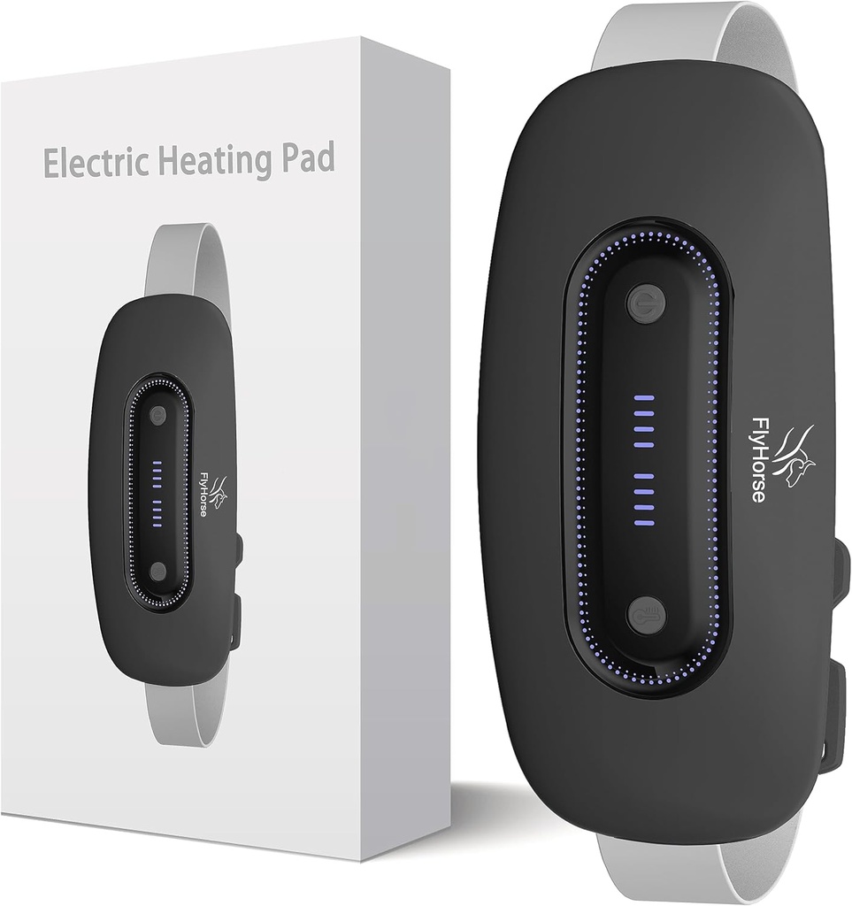 Electric Heating Pad, Portable Cordless Menstrual Värme Pad med 4 värmenivåer och 4 Massage Modes, Snabb Stor Värme Belly Wrap Bälte för kramper, Back Pain Relief Gifts för kvinnor Flickor Her (Black)