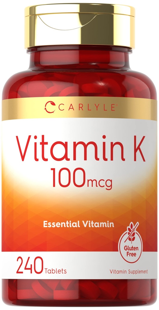 Carlyle Vitamin K 100 mcg | 240 tabletter | Vegetarian, icke-GMO, Gluten Free | Vitamin K Supplement