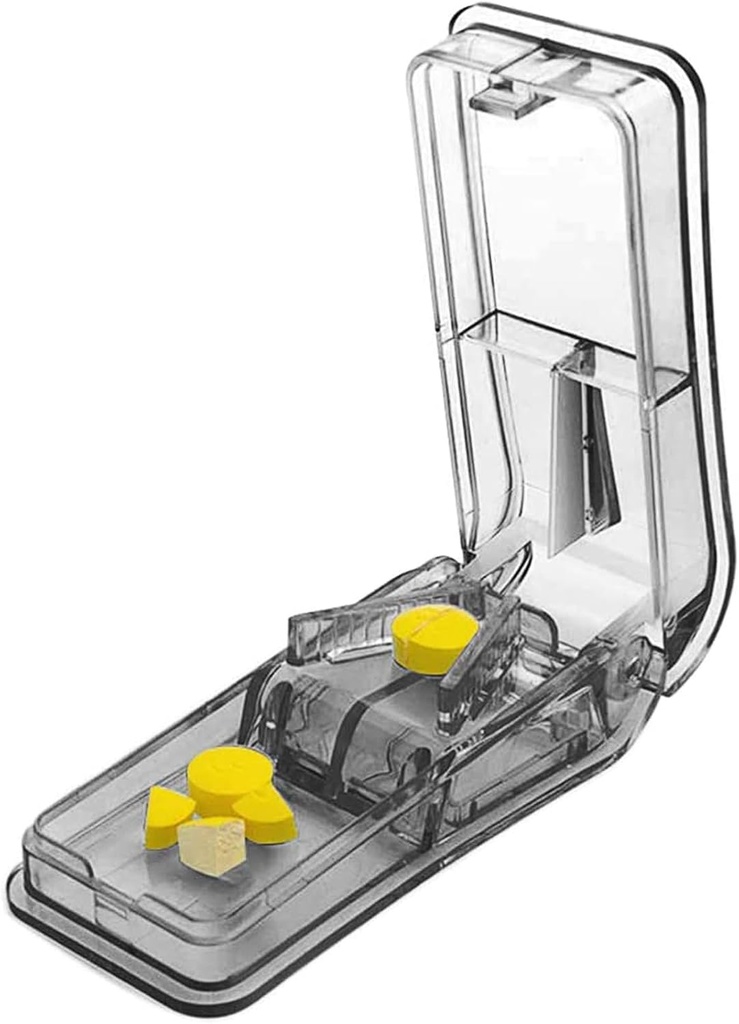 Pill Cutter för små eller stora piller. Bästa multipla piller splitter någonsin! design i USA. Dubblar som en pillerlåda. Inte lämplig för små piller. Keychain Pill Holder som en bonus. (Gray)