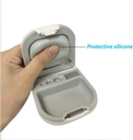 Hearing Aid Case med batterilagring Slot Hard Small 0.59 "*2.44"*1.57", silikonkudde, för ITE, BTE Hearing Aids (vit)