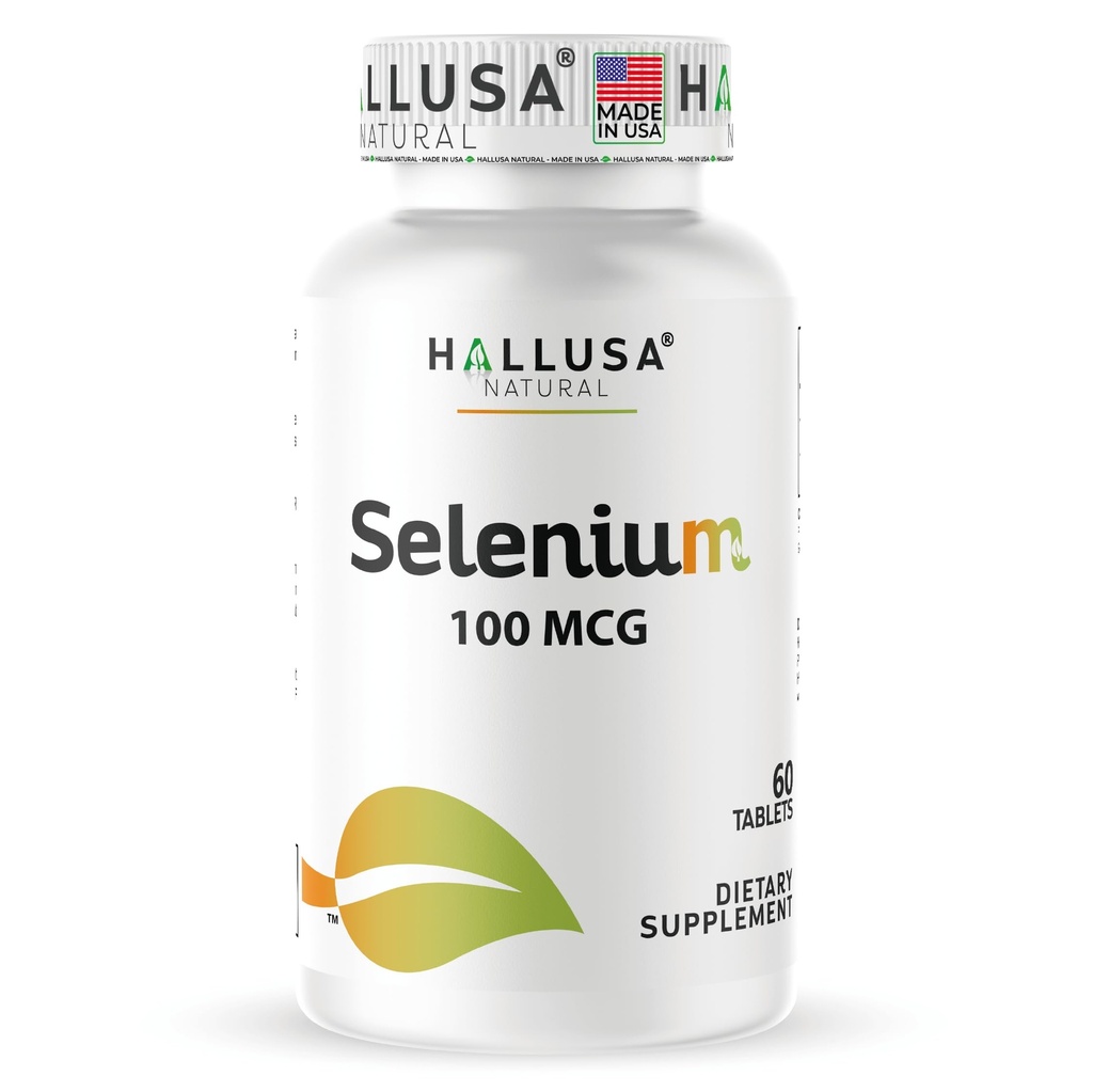 Hallusa Natural - Selen 60 tabletter, antioxidant och immunstöd, hjärthälsa - 60 dagars leverans