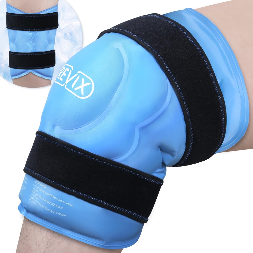 REVIX 20 '' XXXL Knee Ice Pack Wrap runt Entire Knee, Extra Large Ice Pack för Leg Discomfort Reducing, Cold Compress Therapy, Återanvändbar Ice Wraps för Back, Shoulder Relaxation, Post-Workout Recovery