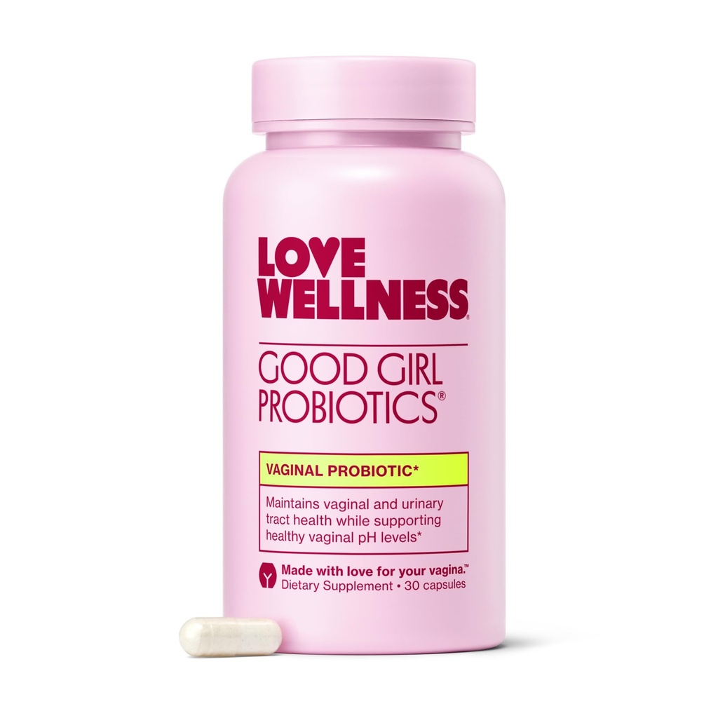 Love Wellness Good Girl Probiotics | Kvinnors Vaginal Health & pH Balance Supplement | 9-Strain Probiotic för urinvägar, jäst, lukt och immunstöd | Gluten-Free | 30 CT, 30-dagars leverans