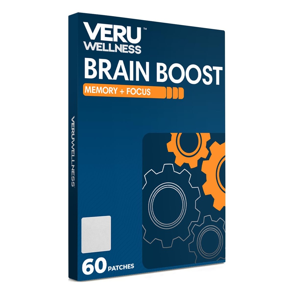 Veru Wellness Brain Boost Cognitive Patch - Dagligt minne, Altertness och Focus Brain Support - Ginko Bilboa, Rhodiola Rosea, MCT (60 dagar)