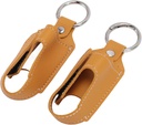 Generisk astma Inhaler Holder, Inhaler Case Inhaler Carrying Holder Clasp Closure Safety Carabiner Clip 2pcs Portable PU Leather Inhaler Protective Holder (Turmeric)