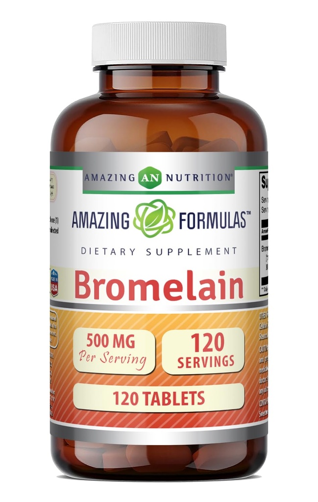 Fantastiska formler Bromelain 500 Mg (300 GDU) | Tabletter Supplement | Icke-GMO | Gluten-Free | Made in USA (1 Pack | 120 Count)