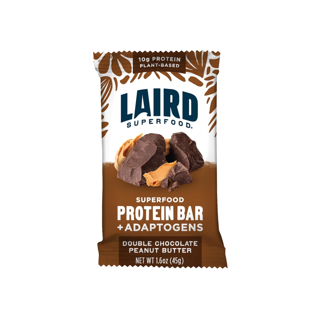 Laird Superfood Functional Protein Bars, Protein Bar men bättre med verkliga ingredienser, funktionella svampar 10g Plant-Based Protein, 6g Fiber, Double Chocolate Peanut Butter, 10 Count (Pack av 1)
