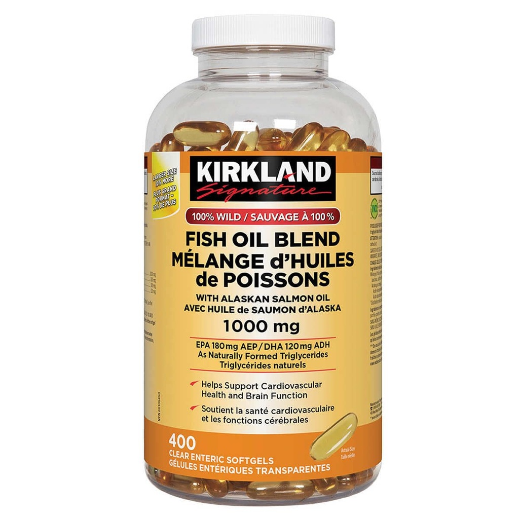 Costco Companies Inc. Kirkland Signature 100% Wild Fish Oil Blend med Alaskan Salmon Oil, 1000mg, 400 Softgels