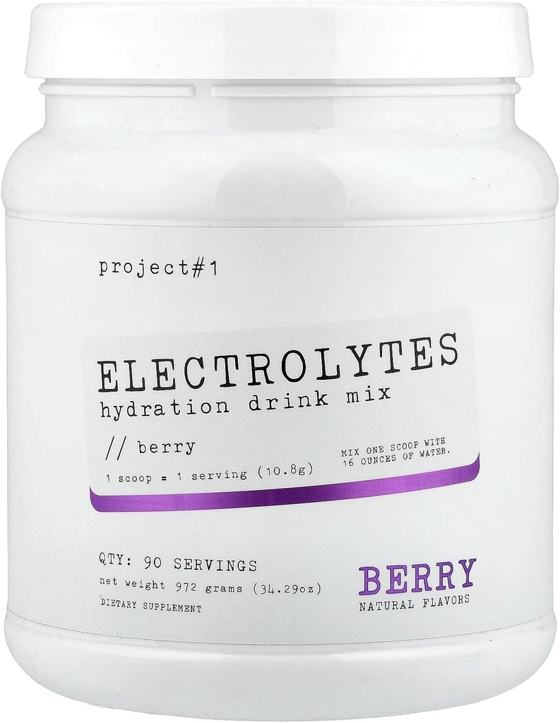 Projekt # 1 Electrolyte Drink Mix: Hållbar Hydration för Fitness med kalium [90 portioner] (Berry) | Best Electrolytes Powder | Hydrate Electrolyte Drink Powder | Hydration Powder