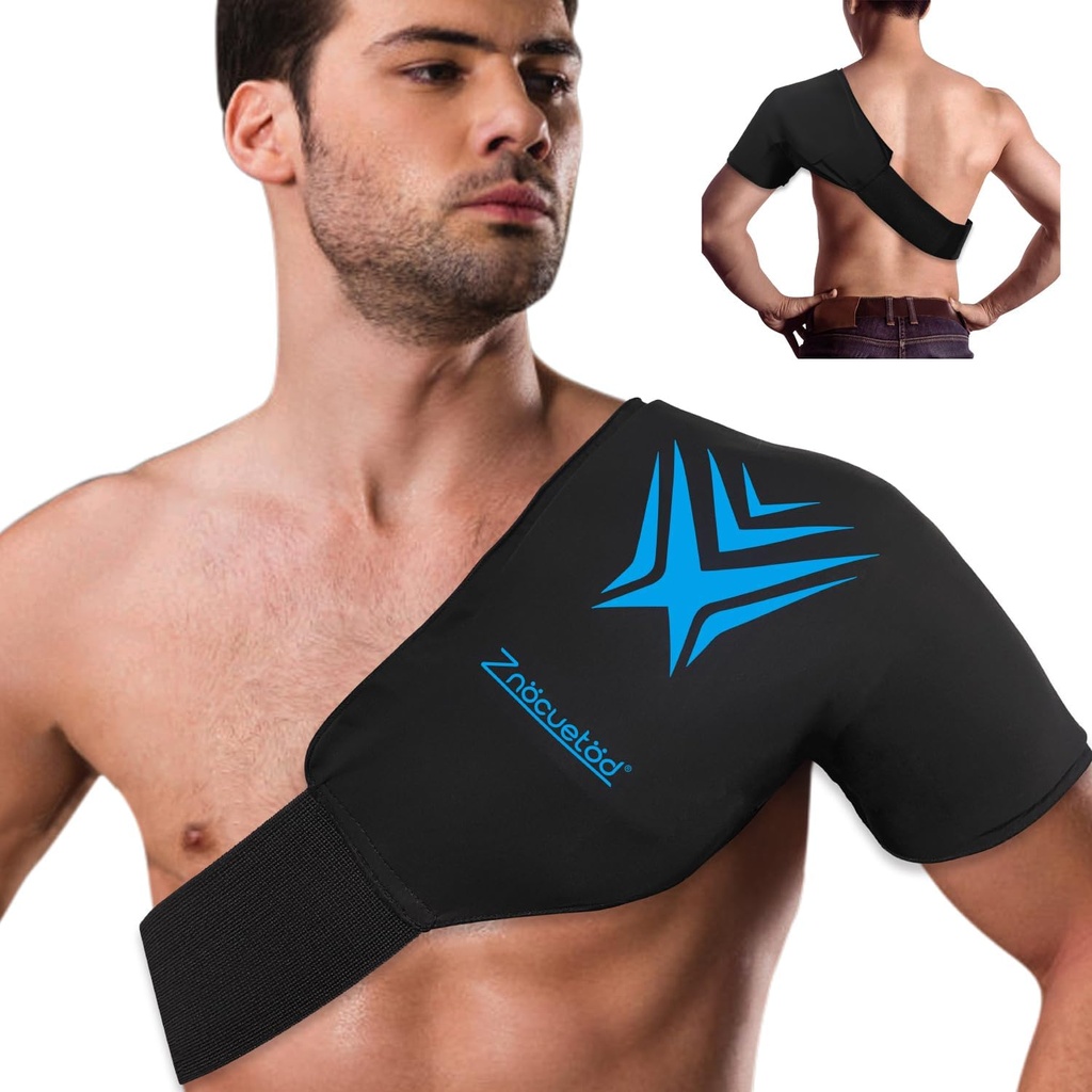 Shoulder Ice Pack Rotator Cuff Cold Therapy Flexibel återanvändbar Gel Ice Cold Pack Compression Wrap för skador Smärta Relief & Tendonitis, Återhämtning efter axelkirurgi, Svullnad (Black)