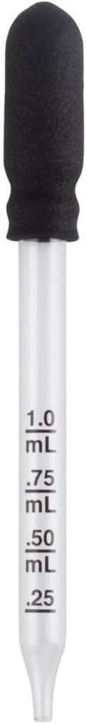 EZY DOSE Kids Straight-Tip Ear och Eye Medicine Dropper för flytande och medicin, 1mL Capacity Calibrated Glass, Gummi Bulb, Leverera korrekt dos, Clear, BPA Free