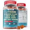 11-IN-1 Brain Supplement för minne och fokus med L-Tyrosine L-Theanine, Methylated B12 & B6, Lion's Mane Mushroom, Ginkgo Biloba, Bacopa Monnieri, Choline för fokus, Nootropic, Energy, 2Packs