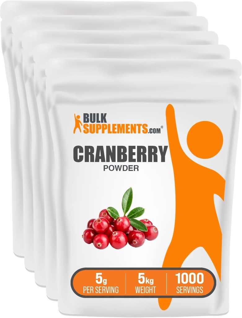 BulkSupplements.com Cranberry Powder - Cranberry Supplements for Women & Men, Dried Cranberries Unsweetened - Gluten Free & Sugar Free, 5g per servering, 1kg (2,2 pund) (Pack of 1)