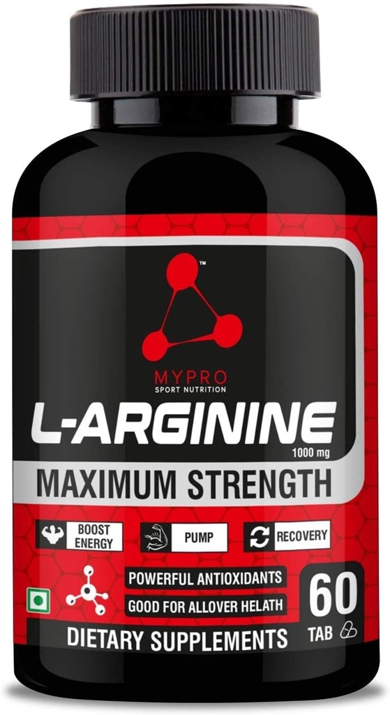 Sport Nutrition L-arginin 1000 mg Tillägg för muskeltillväxt, Stamina, Immune Booster & Energy, 60 tabletter