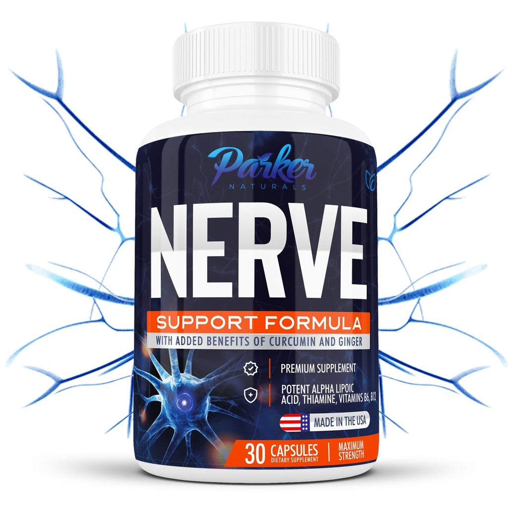 Alpha Lipoic Acid 600mg, Nerve Support Supplement Berikad med Thiamine, Curcumin, Ginger Root och Vitamin B6, B12 All in One | Vegan Neuro Health Supplement, Lab Tested, 30 kapslar