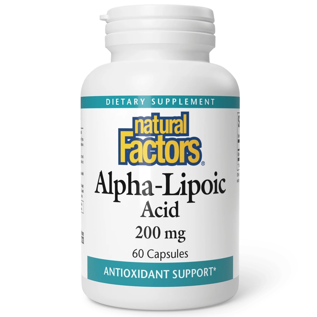 Naturliga faktorer Alpha-lipoic Acid 200mg kapslar, 60-Räkna
