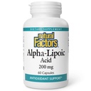 Naturliga faktorer Alpha-lipoic Acid 200mg kapslar, 60-Räkna