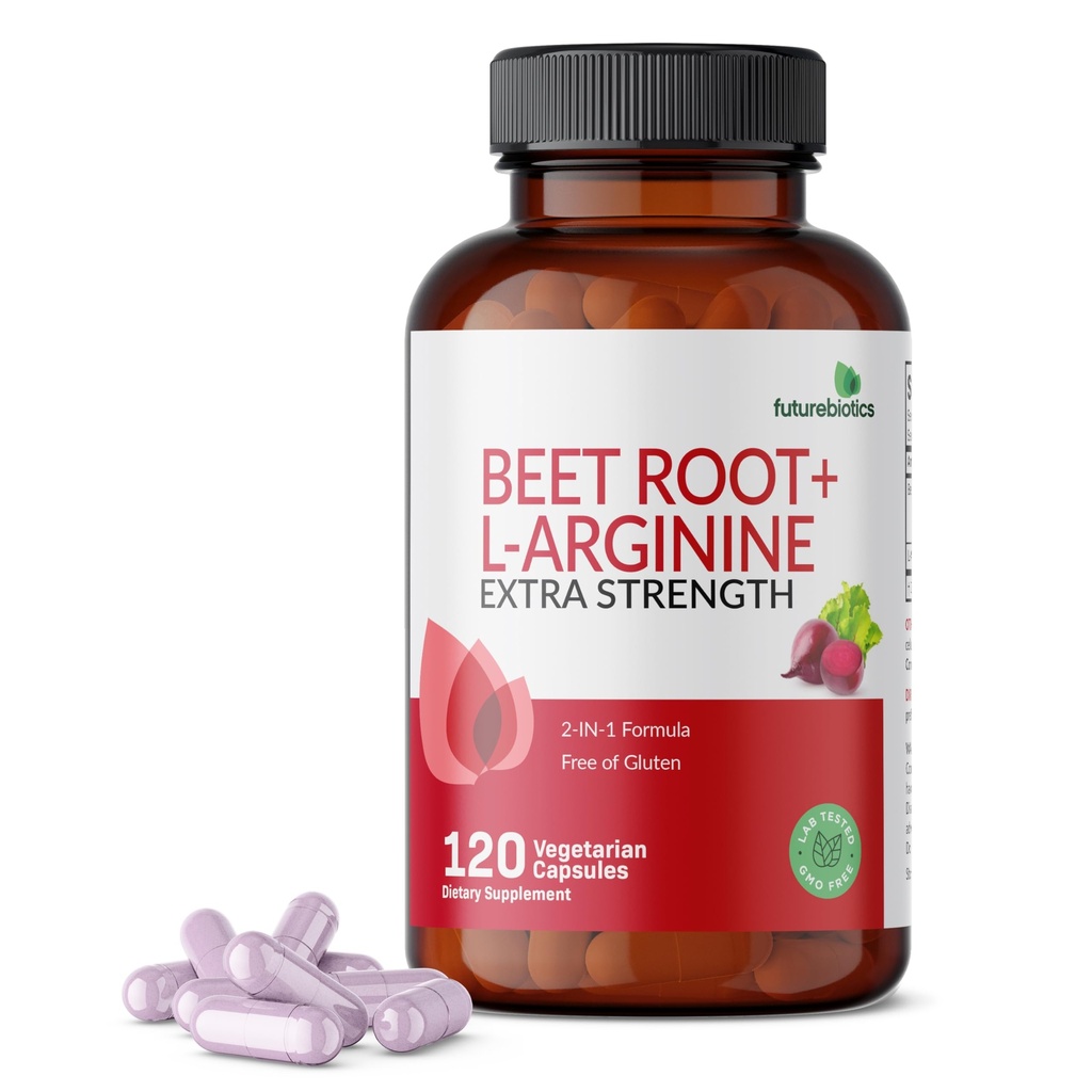 Futurebiotics Beet Root + L-arginin, icke-GMO, 120 vegetariska kapslar