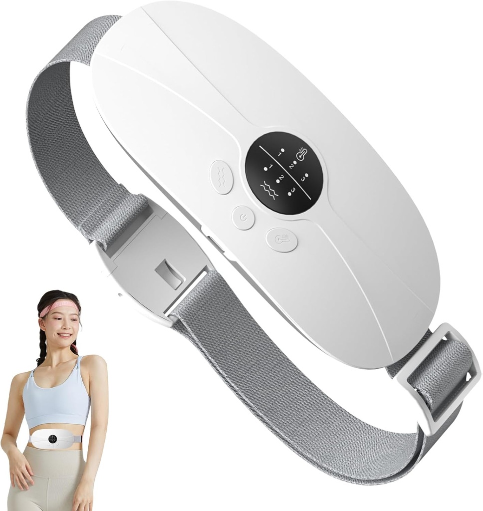 Protable Heating Pad for Period Cramps,Cordless Menstrual Heating Pad med 3 värmenivåer och 3 Vibration Massage Modes, för Period Pain, bästa gåvor för henne, kvinnor och tjej (vit)
