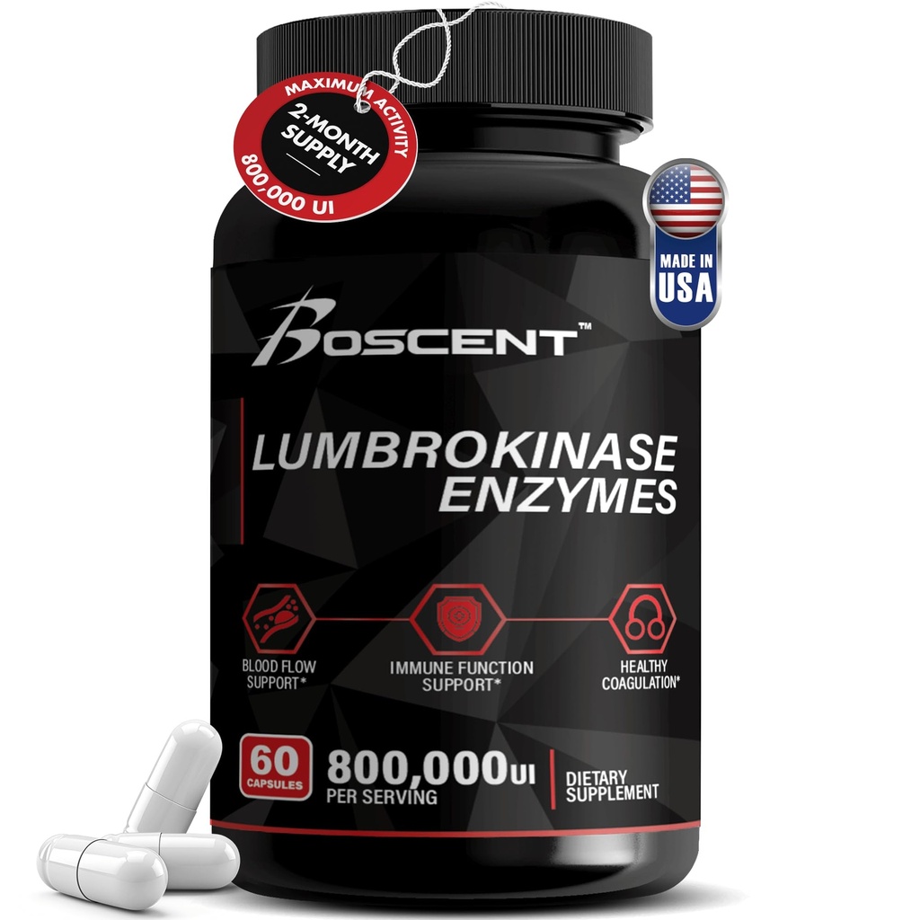 Lumbrokinase Supplement 40mg (60 kapslar) - Maximal aktivitet-800.000 UI - Pure Lumbrokinase Enzymes Digestive enzymer, Bättre än serrapeptase Nattokinase Supplement, Lab Tested, Non GMO