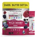 Hydration Powder, Wild Berry Pack med 24 Electrolyte Powder Packets, Naturligt smaksatt Hydrating Packets för vatten, Fast Acting Hydrate Electrolytes med vitamin B & C, Energy & Recovery