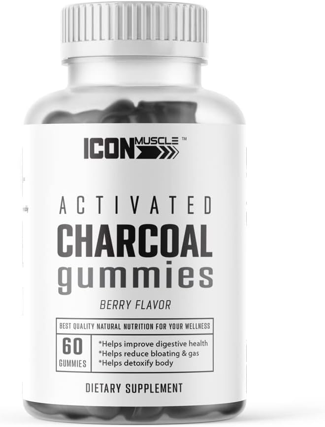 Charcoal Gummies | Aktiverad kol | Naturavgiftning | lindrar Gas & Bloat | Vegan | 60 greve