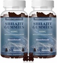 Shilajit Gummies 600mg, Shilajit Supplement med spårmineraler & Fulvic Acid för energi och immunitetsstöd, organisk Shilajit Resin för män och kvinnor, Vegan, 60 Gummies (2 Pack)