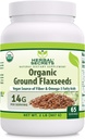 Herbal Secrets USDA Organic Ground Flaxseeds 2 Lbs Powder | 14 Grams Per Servering | 65 portioner | Utmärkt Vegan Källa av Fiber & Omega -3 Fatty Syror | Non-GMO (2 Lb | 1 Pack)