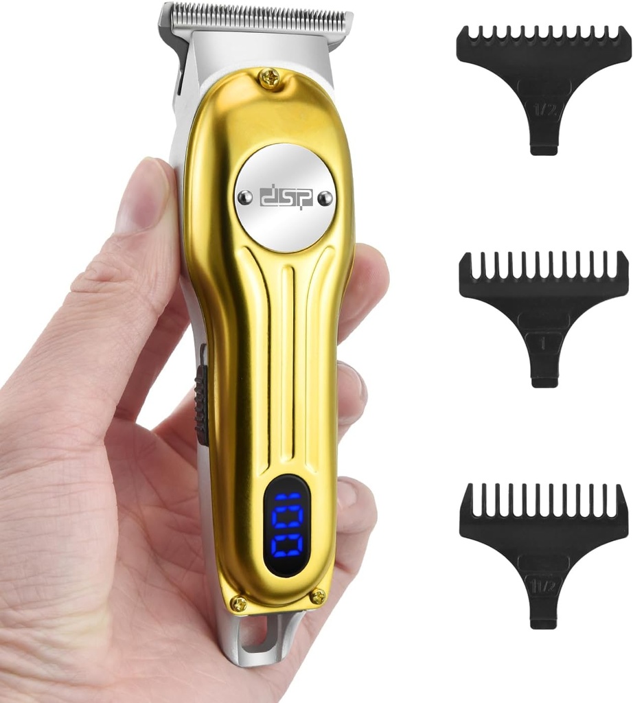 DSP Beard Trimmer för män, Cordless Hair Clipper Shavers, Facial Hair Trimmer för Beard & Mustache Trimming, Professional Haircut Kit för män laddningsbar LED Display (guld)