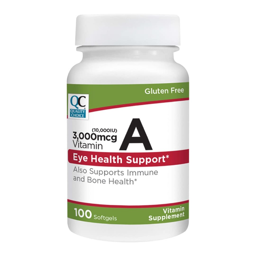 Kvalitetsval vitamin A 3 000 mcg (10.000 IE) Softgels. Stöder Immune System, Vision och Bone Function. High Potency Palmitate Formel 100 Softgels