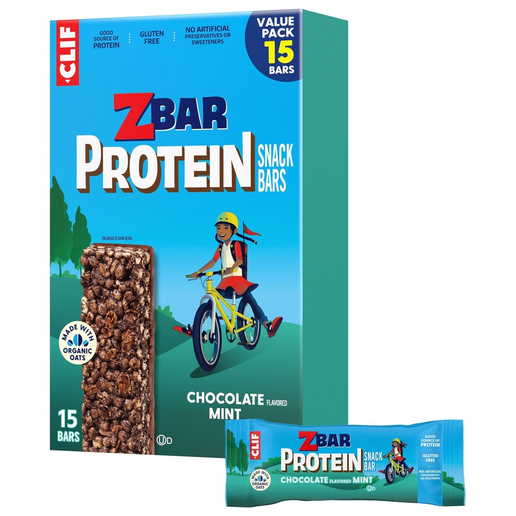 Zbar Protein - Choklad smaksatt mint - Crispy Snack Bars - Tillverkad med organiska havre - Non-GMO - 5g Protein - Gluten Free Protein Bars (15 Pack)