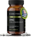 Mt Angel Vitaminer - Zink Citrate 50mg - Zink 50 mg Citrate Chelate - Naturliga zinktillskott tillverkade i USA - 60 vegetariska tabletter