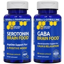 NATURAL STACKS Serotonin & GABA Brain Food Bundle - Stöder en positiv humör & lugn * - 120 Totala kapslar