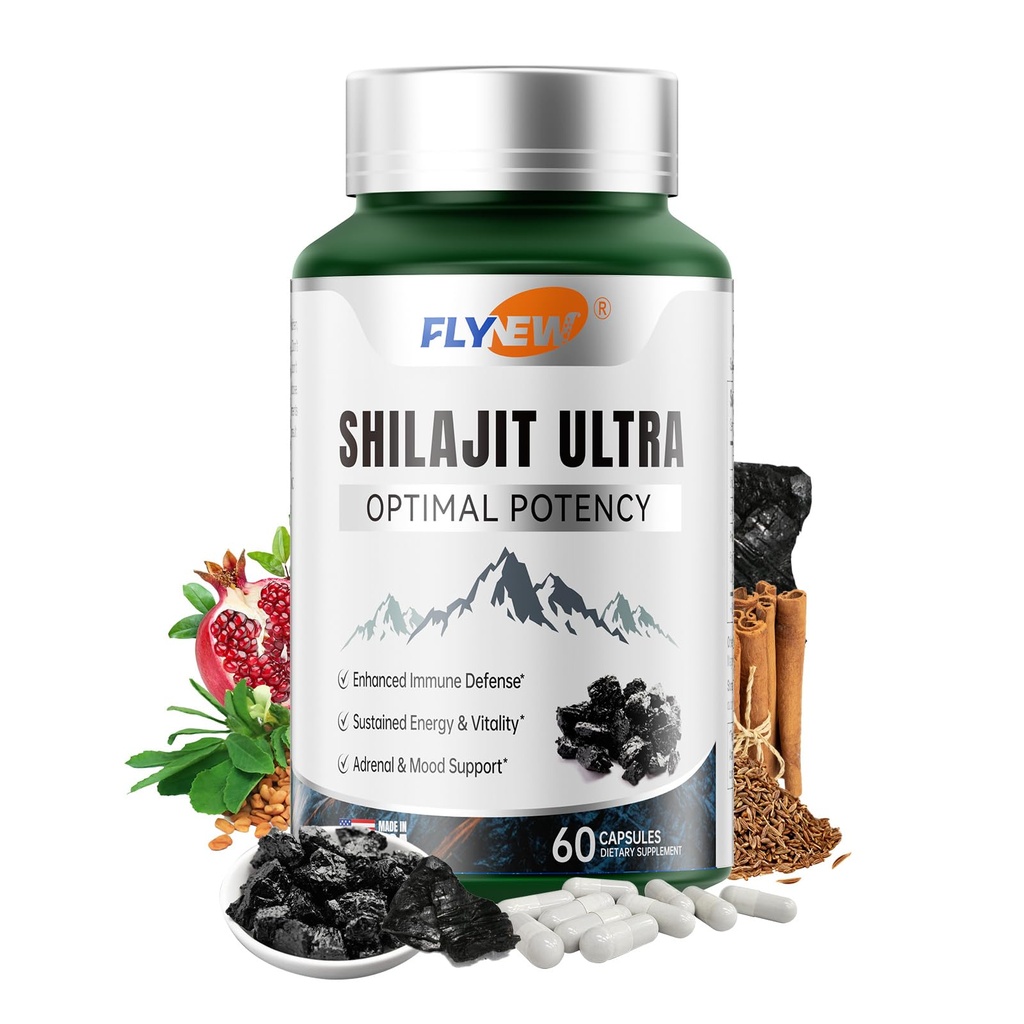 Shilajit för män kvinnor, Shilajit med naturligt fulvic syra & L-arginin, Himalayan Shilajits för extra kraft, Stamina & Immune Support, icke-GMO, Made in USA, 60 kapslar, 1.300mg Per servering