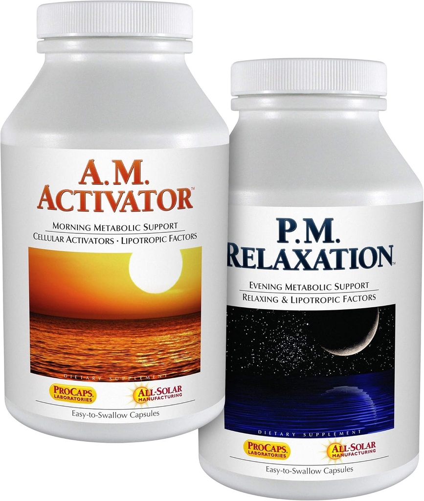 ANDREW LESSMAN A.M. Activator och P.M. Relaxation Kit - 30 kapslar av varje - A.M. Aktivator främjar energi och fettmetabolism medan P.M. Relaxation uppmuntrar en livlig natts sömn