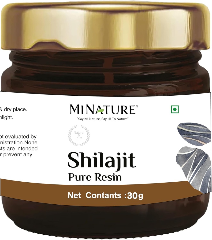 Minatur Pure Shilajit Resin | Naturligt framställd Shilajit | 30 g (1,05 fl oz) | Innehåller sked | Över 80 Mineraler, Aminosyror | Naturkälla av Fulvic Acid