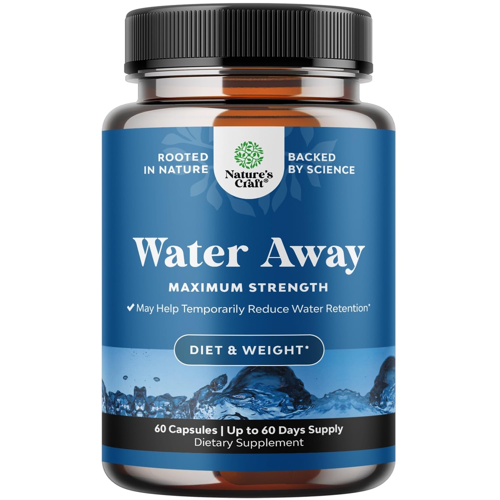 Natural Diuretic Water Away Pills Vitamin B6 Potassium & Dandelion Root Extract Water Retention Anti-Bloating och Swelling Capsules Viktminskning för kvinnor och män med antioxidant grönt te av Bio Sense