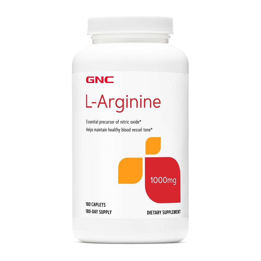 GNC L Arginine 1000mg Supplement, stöder hälsosamt blodkärl ton, 180 portioner