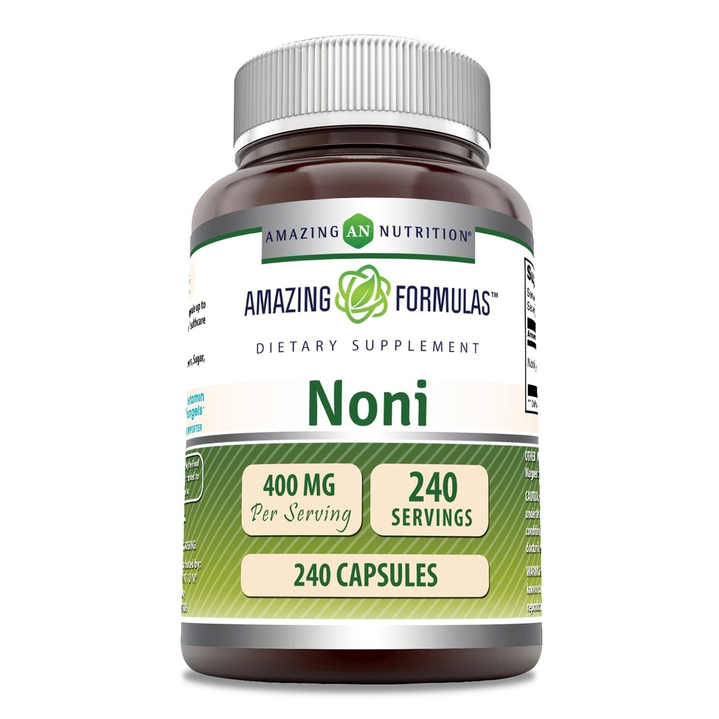 Fantastiska formler Noni 400 Mg per portion | 240 kapslar Supplement | Icke-GMO | Gluten Free | Made in USA