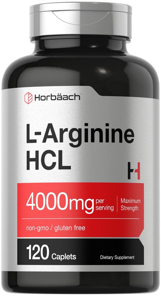 Horbäach L-arginin HCL 4000mg | 120 Caplets | Aminosyra för män och kvinnor | Nitric Oxide Supplement | Vegetarian, icke-GMO, Gluten Free Supplement