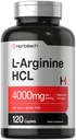 Horbäach L-arginin HCL 4000mg | 120 Caplets | Aminosyra för män och kvinnor | Nitric Oxide Supplement | Vegetarian, icke-GMO, Gluten Free Supplement