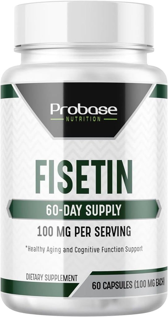 Probase Nutrition Fisetin Senolytic Supplement 100mg High Potency 60-dagars Supply för cellulär hälsa