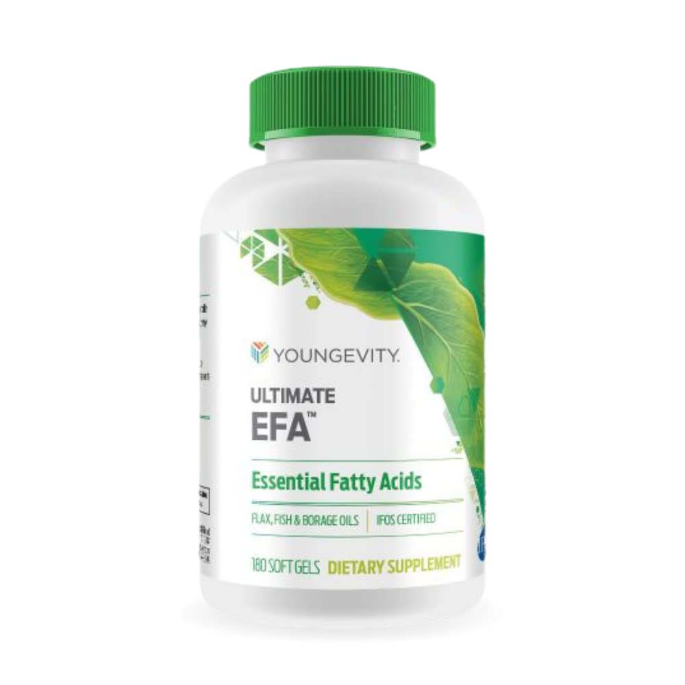 Youngevity Ultimate EFA - Organic Source of Essential Fatty Acids | Omega 3, 6 och 9 | Made from Borage, Flax & Fish Oil | 180 Count (180 Count (Pack of 1))