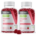 Viteey Vitamin B12 Gummies för vuxna och tonåringar 1000mcg, sockerfri - bra för energi, metabolism, naturligt energistöd - Vegan, gelatinfri, glutenfri, GMO-fri - tuggbar jordgubbe smaksatt