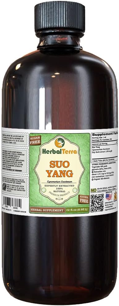SUO Yang (Cynomorium coccineum) Glycerite, Dried Herb Alcohol-Free Liquid Extract (Brand Name: HerbalTerra, Proudly Made in USA) 32 fl.oz (0.95 l)
